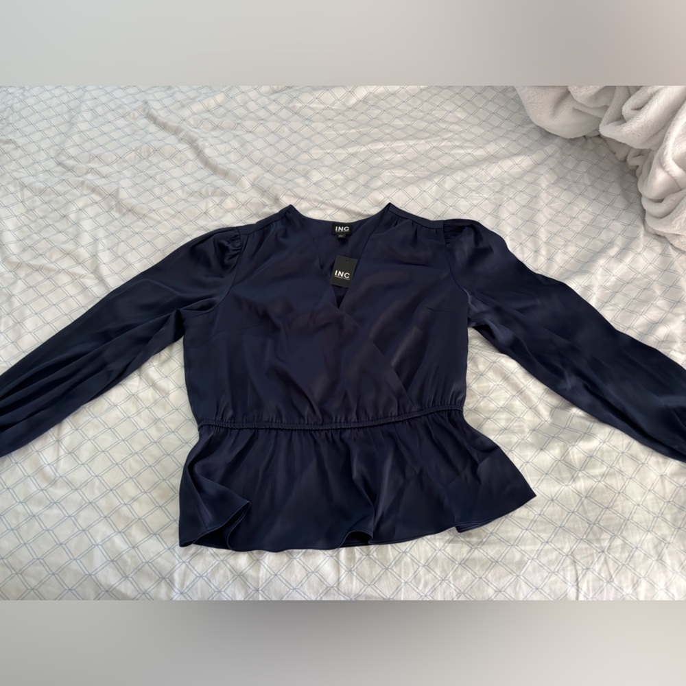 I.N.C Dark blue long sleeve flowy top